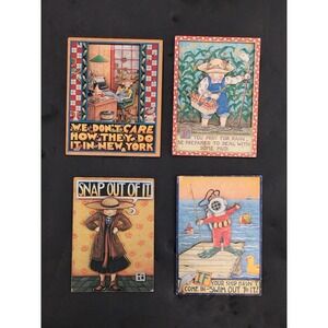 x4 Melissa Neufeld Folk Art Fridge Magnets Colorful Decorative Refrigerator